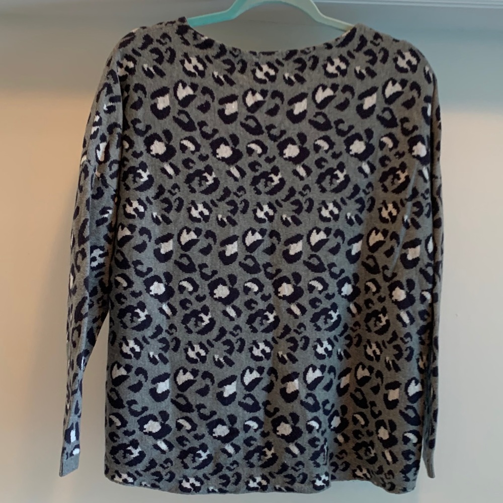 LOFT Gray and Blue cheetah print sweater